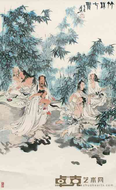 刘棣 竹林七贤 镜心 111×68cm